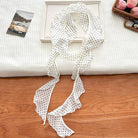 Dipped Shop Minimalist Polka Dots Ruffled Edges Silk Scarf by Dipped Shop