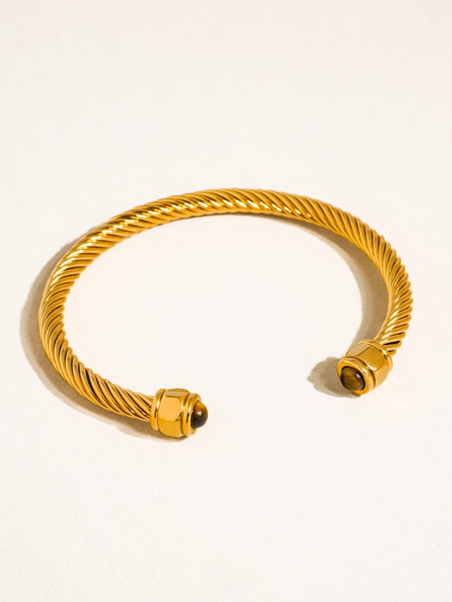 Flanerie by MAIQ Vail 18K Gold Non-Tarnish Stone Braided Bangle by Flanerie by MAIQ