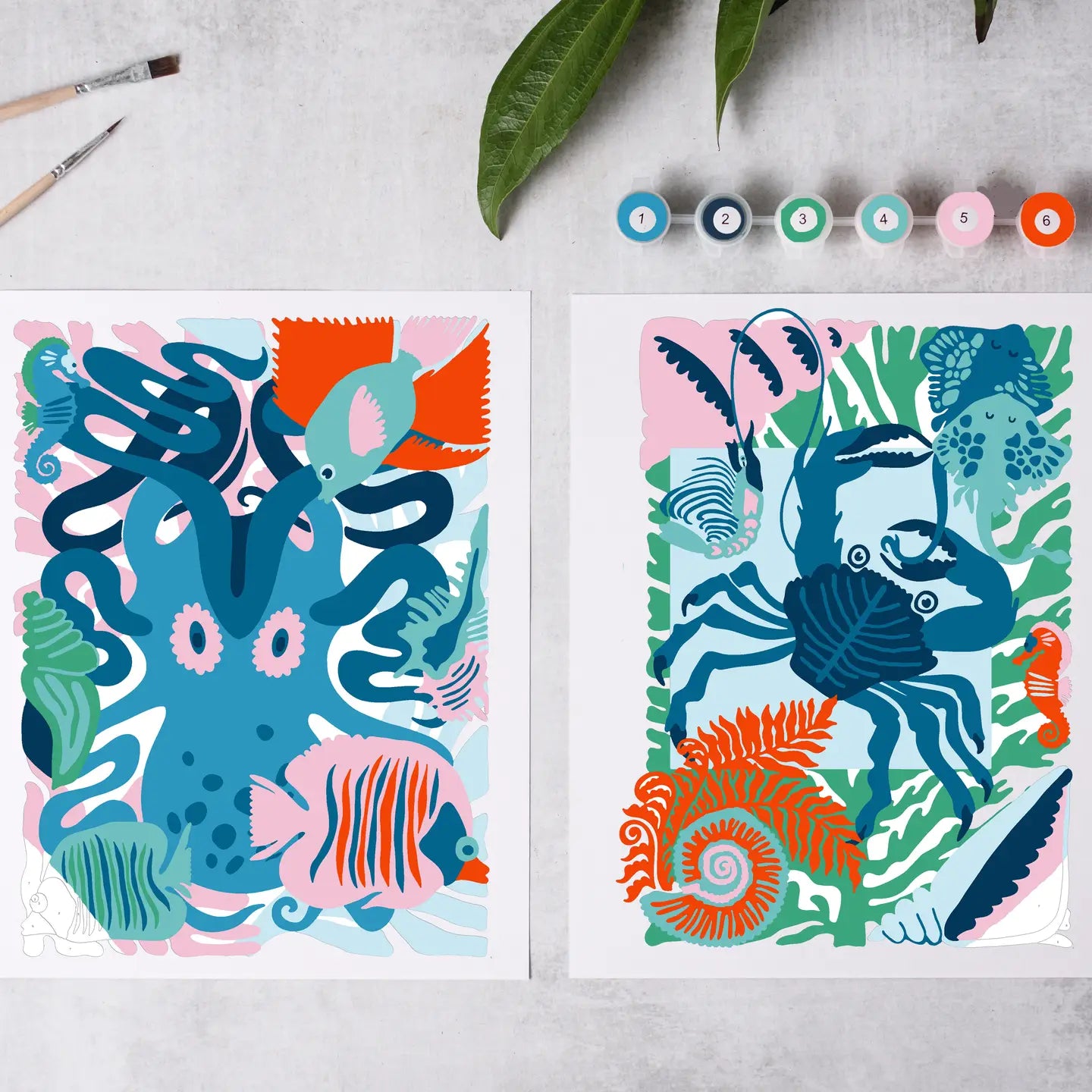 Cate Paper Co. Sea Creatures Paint-By-Numbers Kit