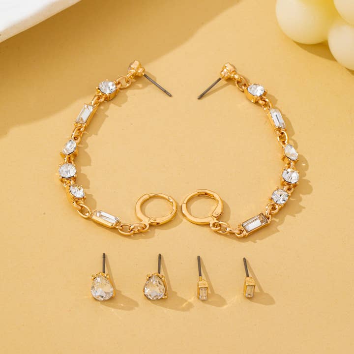 JOSSLYN by Wall to Wall Crystal Cluster Earring Trio Set | 80E62938 by JOSSLYN by Wall to Wall