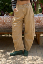 Dottie Dottie Garage Washed Barrel Chino Pants in Tan by Dottie Dottie Garage