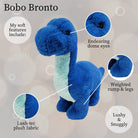 World's Softest Lushee 16 Inch Bobo Bronto Blue Dino Plush by Beverly Hills Teddy Bear Company
