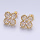 Aim Eternal 24K Gold Filled Clear Cz Micro Paved Quatrefoil Stud Earrings by Aim Eternal