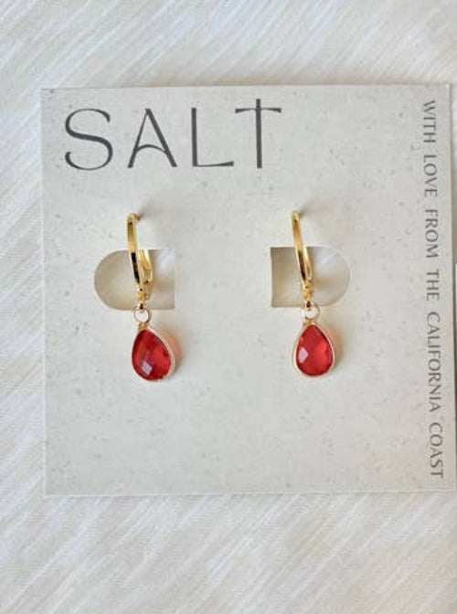 SALT by Sarah Curtis Ruby Red Huggie Hoops