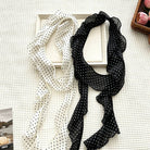 Dipped Shop Minimalist Polka Dots Ruffled Edges Silk Scarf by Dipped Shop