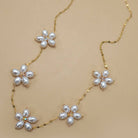 JOSSLYN by Wall to Wall 18K Stainless Steel Tarnish Free Pearl Flower Necklace Gold