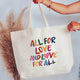 Petitrue Love All Tote Bag - Lgbtq Rainbow Pride Canvas Tote Bag by Petitrue