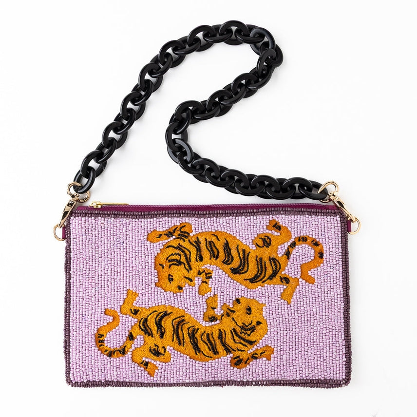 Ink + Alloy Elenor Embroidered Beaded Bags Tiger
