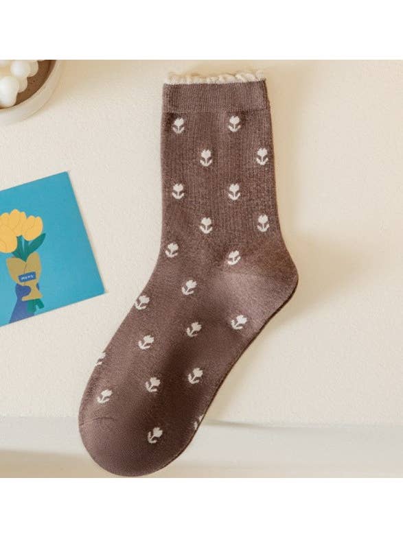 JOSSLYN by Wall to Wall Woman Breathable Floral Cotton Socks | 40S02067 by JOSSLYN by Wall to Wall
