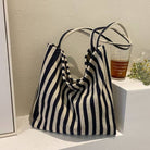 JOSSLYN by Wall to Wall Striped Canvas Hobo Shoulder Tote Bag | 40P609 by JOSSLYN by Wall to Wall