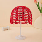 YAZ. Glitter Sequin Hollow Out Crochet Slouchy Hat Red