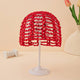 YAZ. Glitter Sequin Hollow Out Crochet Slouchy Hat Red