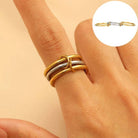 JOSSLYN by Wall to Wall Stainless Steel Stackable Plain Band Rings Linked | 40R134 A