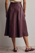 Forte Faux Leather A-Line Midi Skirt by Forte