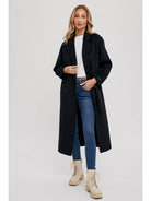 Bluivy Handmade Double Breasted Longline Coat Black