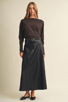 Mustard Seed Asymmetric Seam Coated Knit Skirt by Mustard Seed