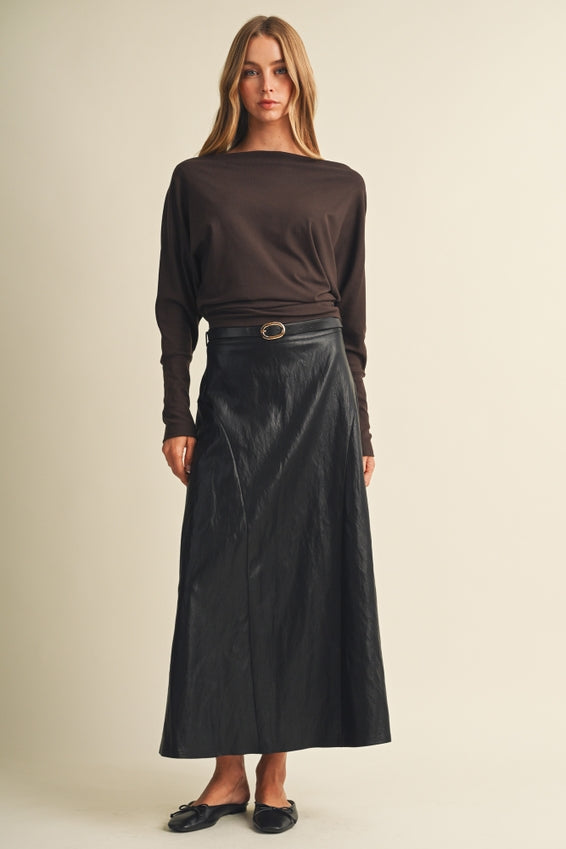 Mustard Seed Asymmetric Seam Coated Knit Skirt by Mustard Seed
