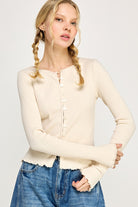 GOLDEN Loire Slim Ribbed Stretch Fitted Top Natural