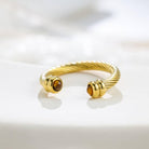 Perimade & Co Vintage Cable Wire Open Cuff Crystal Ring by Perimade & Co