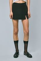 Golden Saylah Slit Mini Skort - Black