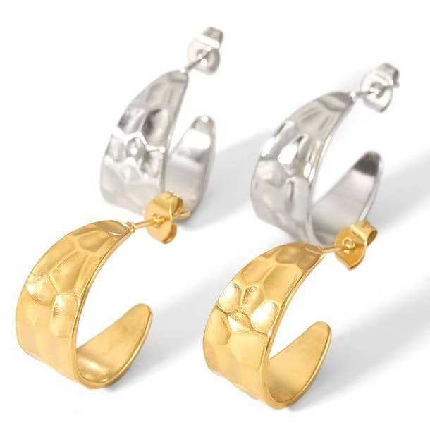 JOSSLYN by Wall to Wall 18K Stainless Steel Waterproof Tarnish Free Hoops - 40E333