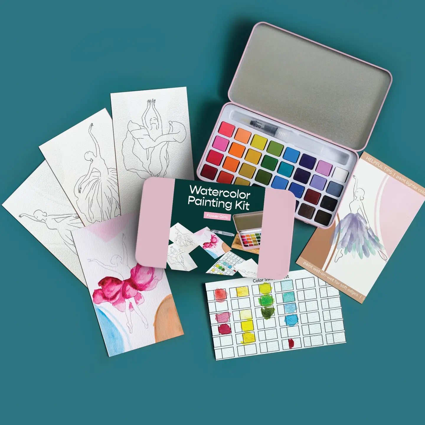 Cate Paper Co. Flower Girls Watercolor Painting Kit
