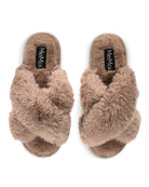 Infinity Classics International Inc Beverly Faux Fur Open Toe Plush Slipper Taupe