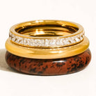 Flanerie by MAIQ Ash 18K Gold Non-Tarnish Red Jasper Stone Mixed Ring Set by Flanerie by MAIQ