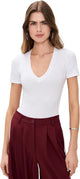 Good American Super Stretch Deep V Bodysuit - White001