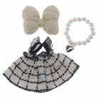 anbfashion Mini Doll Tweed Dress Bow Hair Clip Bag Outfit - Set 19