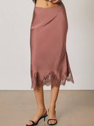 Dress Forum Satin Lace Hem Pencil Skirt by Dress Forum