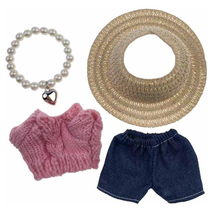anbfashion Mini Doll Sunhat Sweater Denim Pants Outfit  Set 102