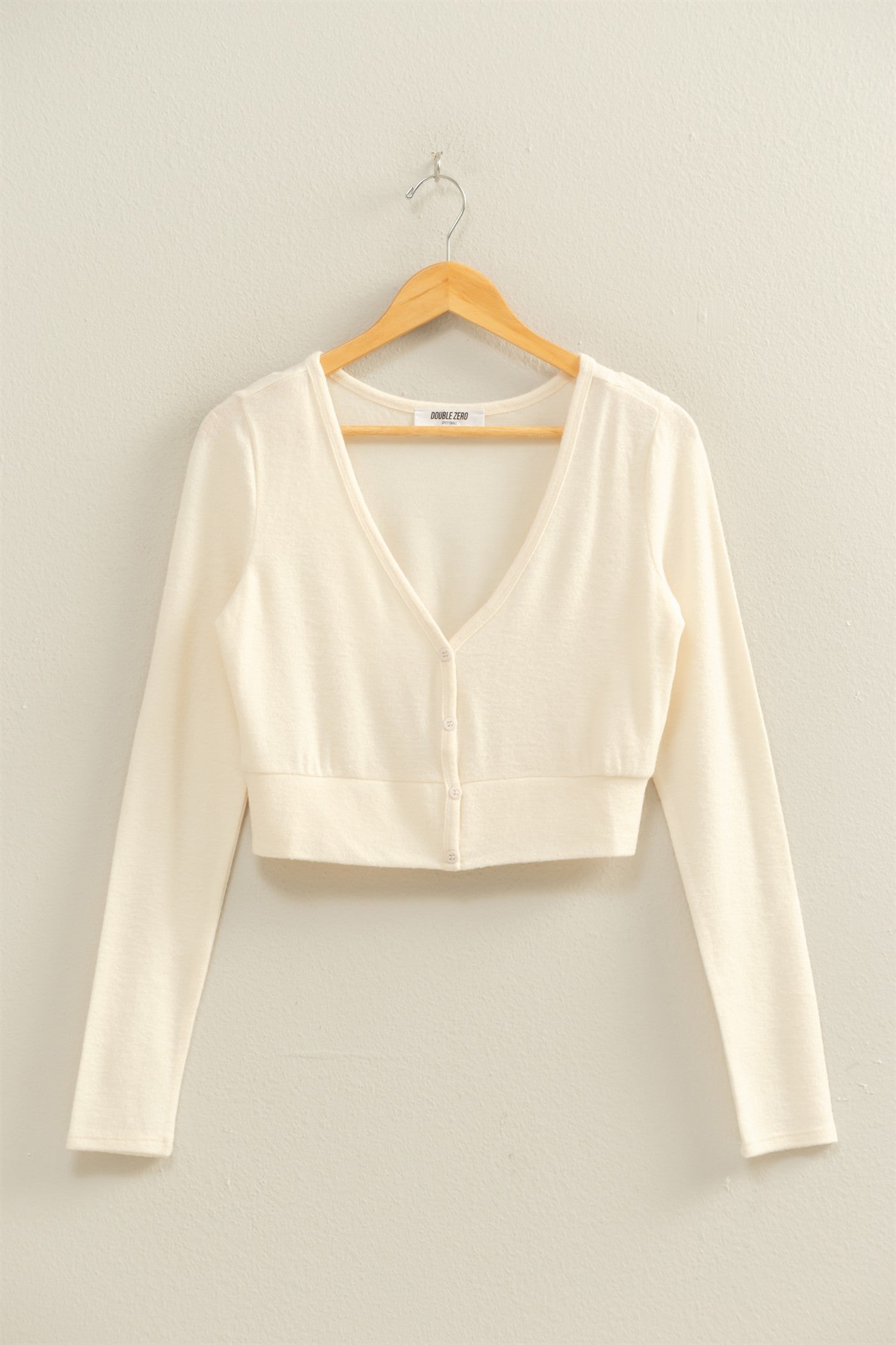 GOLDEN Hyacinth Cropped V-neck Long Sleeve Top