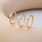 JOSSLYN by Wall to Wall Milky Pink Opal Baguette Teardrop 3-piece Ring Set | 80R301 by JOSSLYN by Wall to Wall