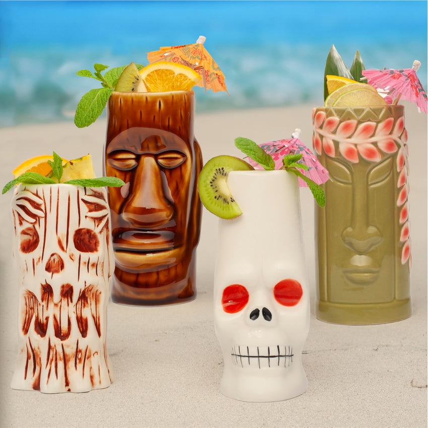 Lemonsoda Hard-Carved and Hand-Painted Tiki Mugs - Assorted Set (1pc) by Lemonsoda