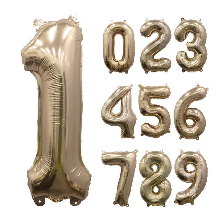 Ellie's Party Supply Mylar Gold Number Balloons
