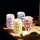 Lemonsoda Tiki Blossom Ceramic Shot Glasses (3oz) Set of 4 by Lemonsoda