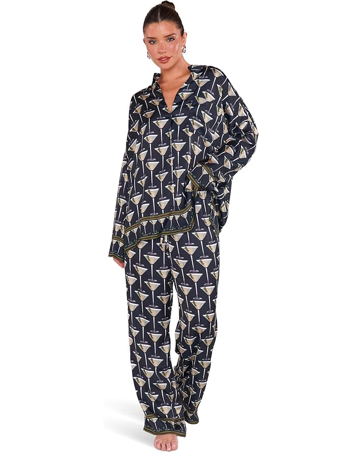 Show Me Your Mumu Overslept  PJ Set Dirty Martini Silky