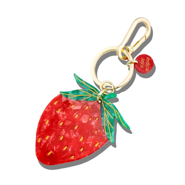 Solar Eclipse Hand-Painted Strawberry Bag Charm + Keychain by Solar Eclipse