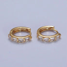 Aim Eternal 16K Gold Filled Baguette Cubic Zirconia Lined 13x14mm Huggie Hoops Earrings - Gold
