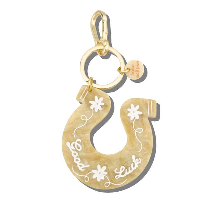 Solar Eclipse Hand-Painted Good Luck Horseshoe Bag Charm + Keychain