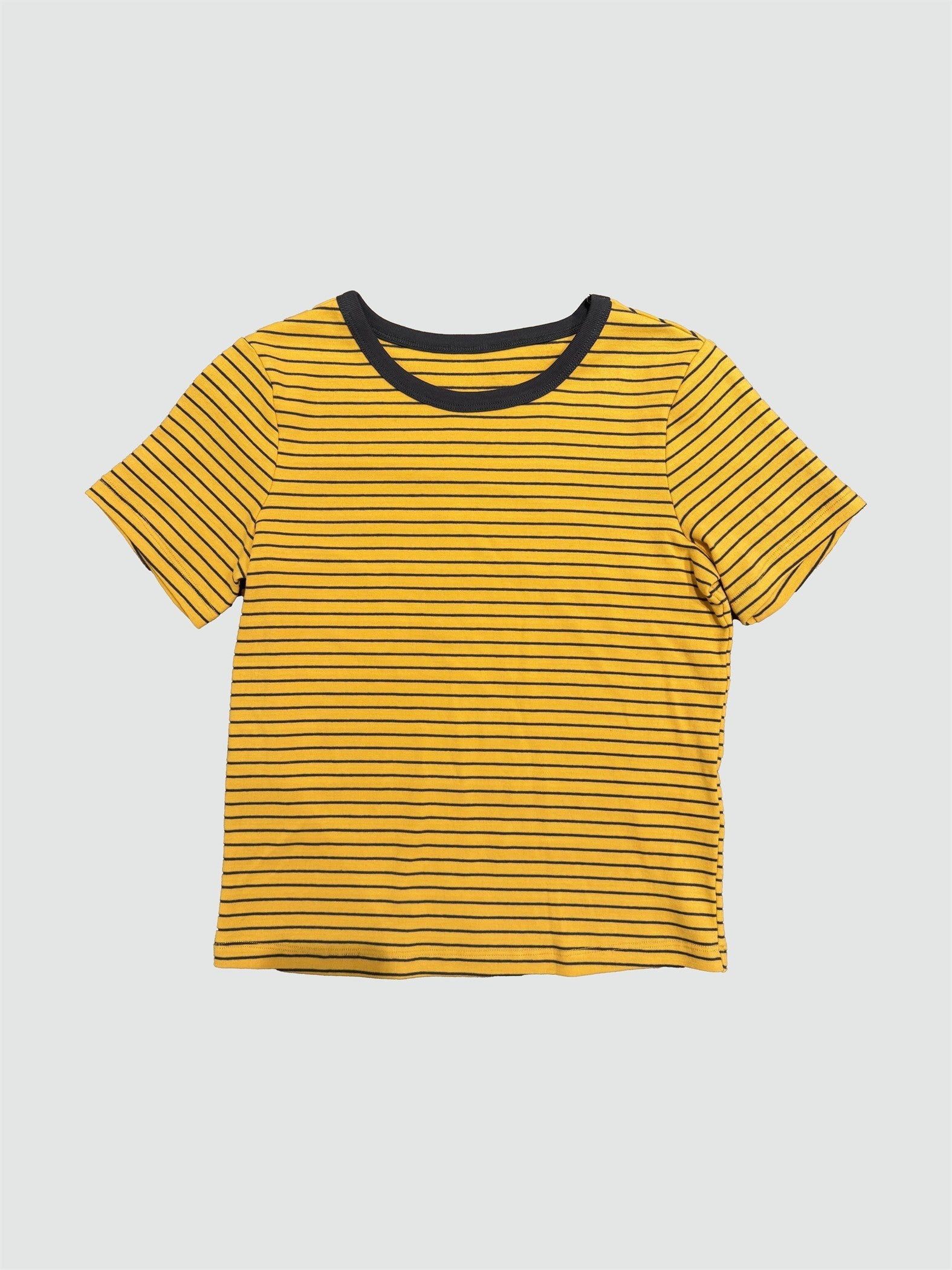 GOLDEN Bibi Striped Baby Tee Yellow Charcoal