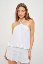 GOLDEN Phillip Halter Mini Dress White