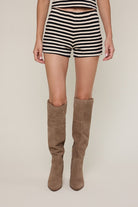 GOLDEN Lolly Cozy Striped Elastic Waist Shorts