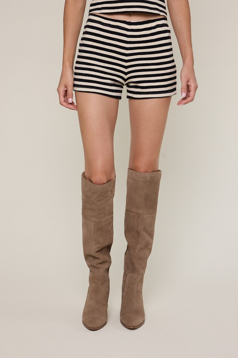 GOLDEN Lolly Cozy Striped Elastic Waist Shorts