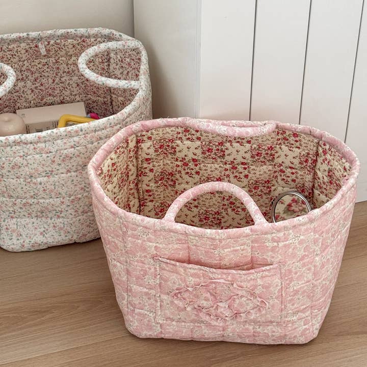 Juniper Tide Quilted Floral Storage Tote