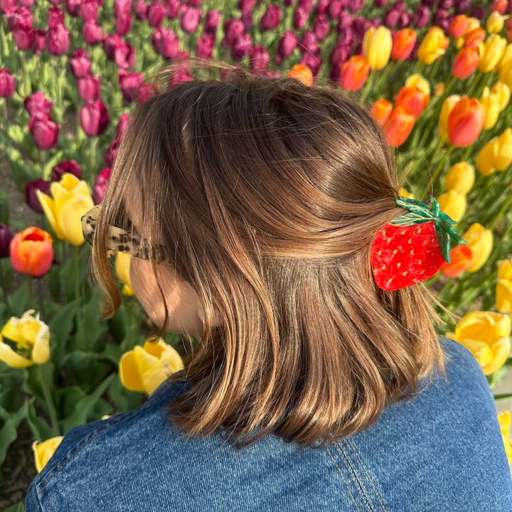 Solar Eclipse Hand-Painted Strawberry Fruit Claw Hair Clip by Solar Eclipse