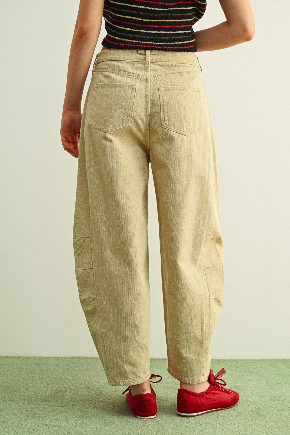 SJG Beeba Everyday Relaxed Barrel Pants in Beige by SJG