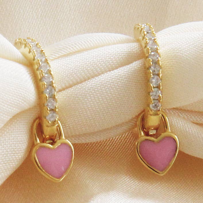 Maive Tiny Pink Heart Hoops