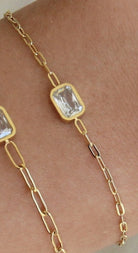 Maive CZ Chain Bracelet Emerald Cut Tiny Paperclip
